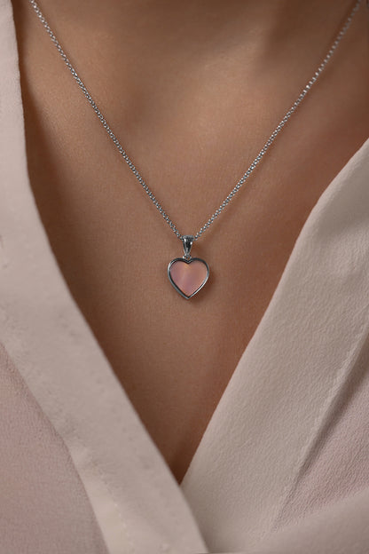 Necklace Heart with pink mother of pearl