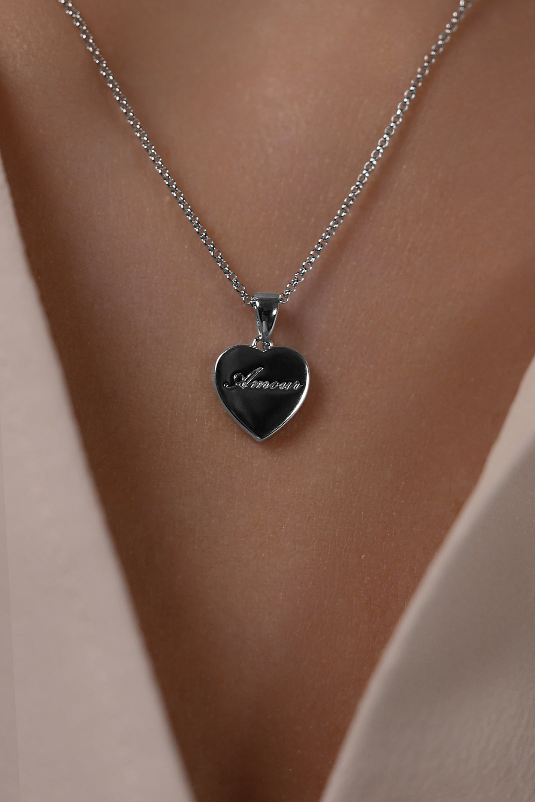 Necklace Heart with pink mother of pearl