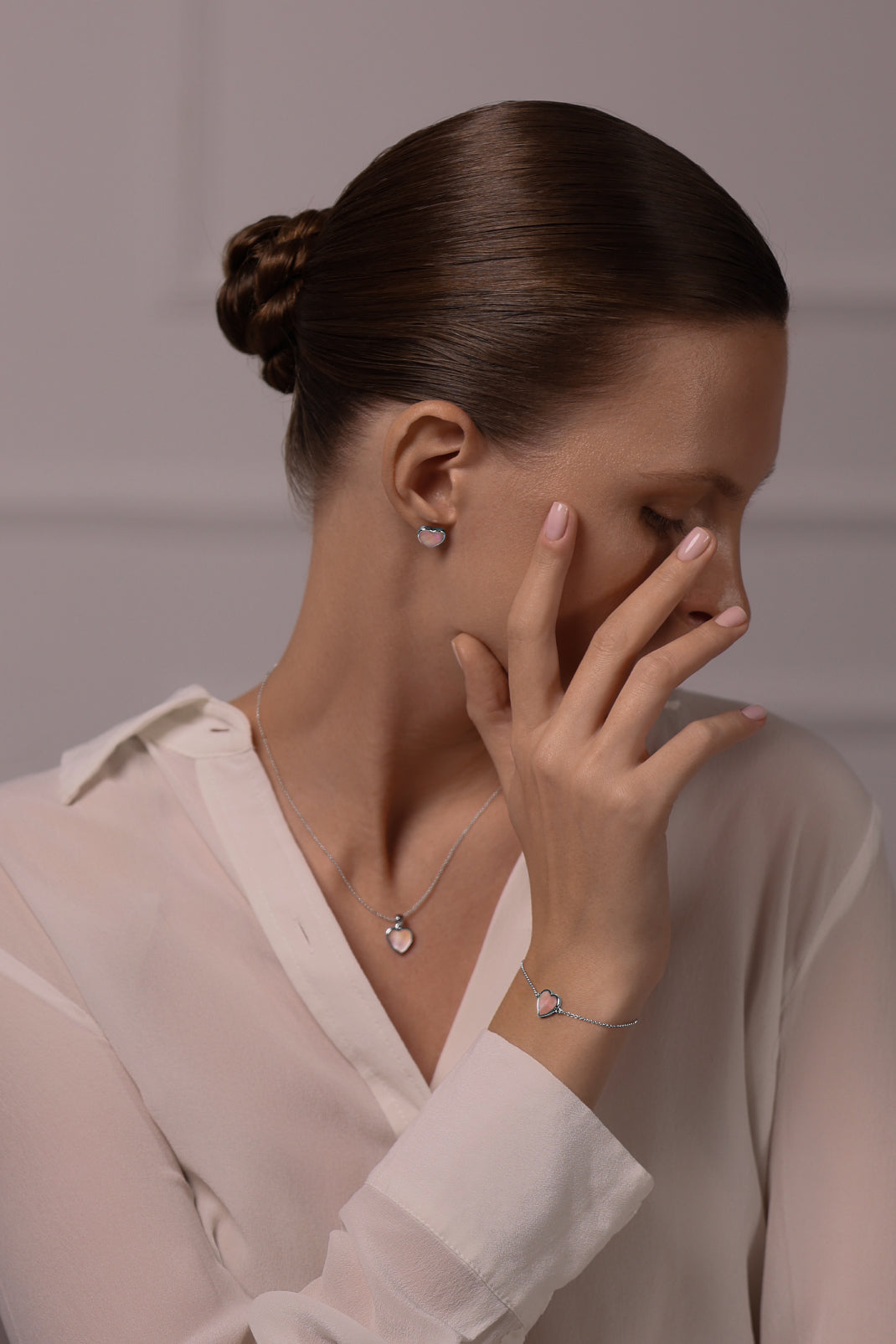 Necklace Heart with pink mother of pearl