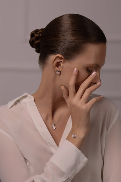 Necklace Heart with pink mother of pearl