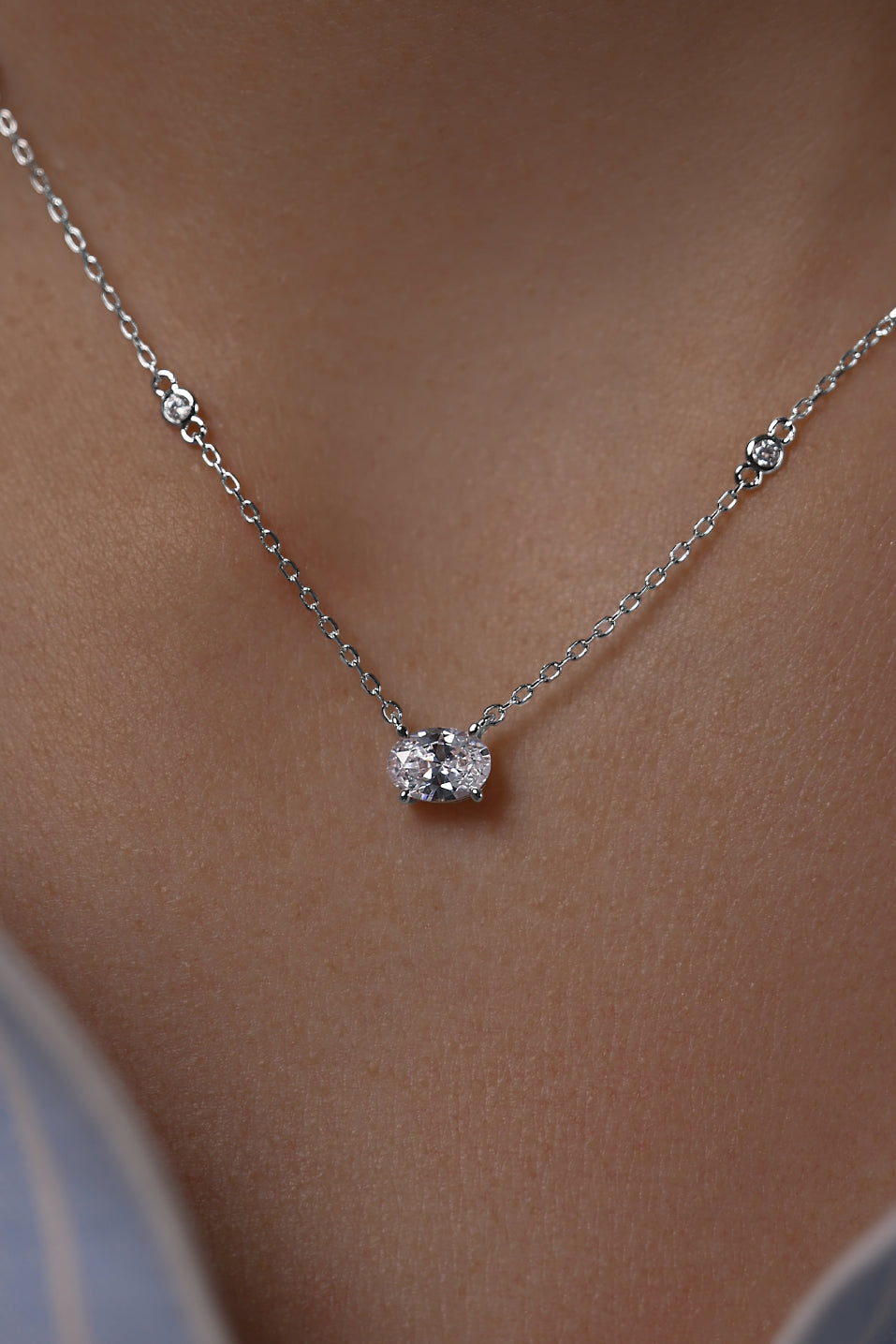 Necklace  with Oval cut high-grade cubic zirconia