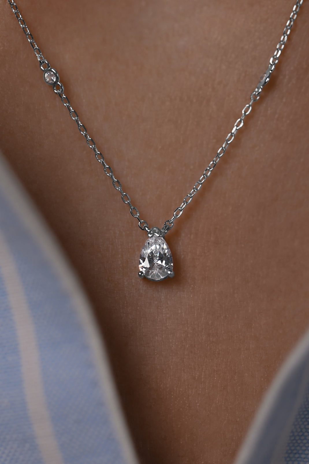 Necklace  with pear cut high-grade cubic zirconia