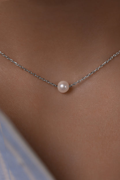 Necklace Natural round 6 mm fresh water pearl