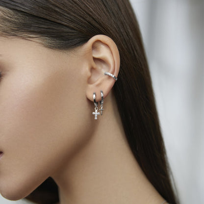 Haggis earring 10 mm with cross with stones