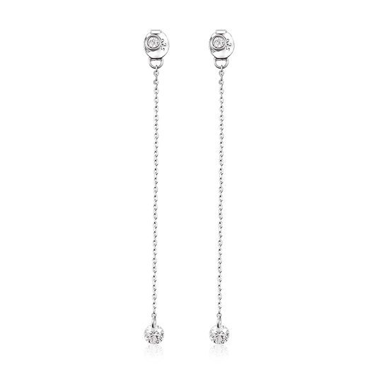 Stud earrings with pendant cubic zirconia