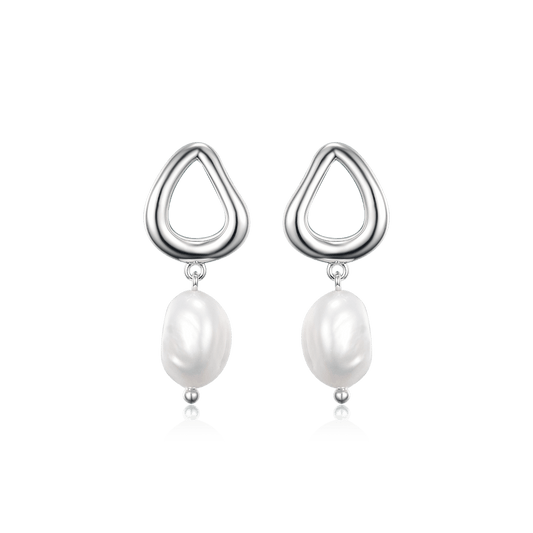 Streamlined earrings with baroque pearls
