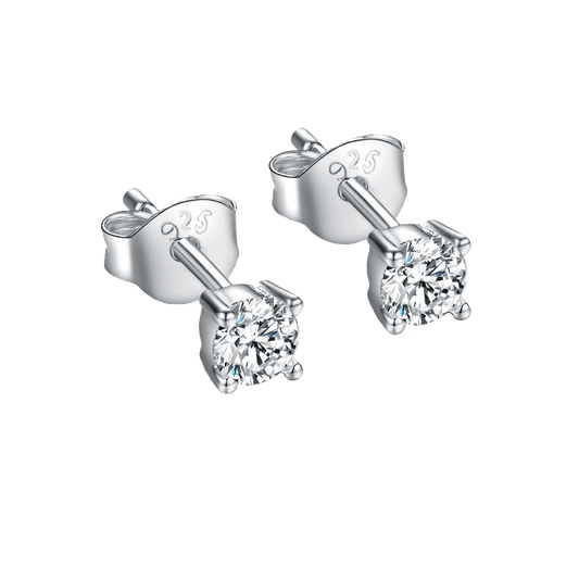 Stud earrings with cubic zirconia 6 mm