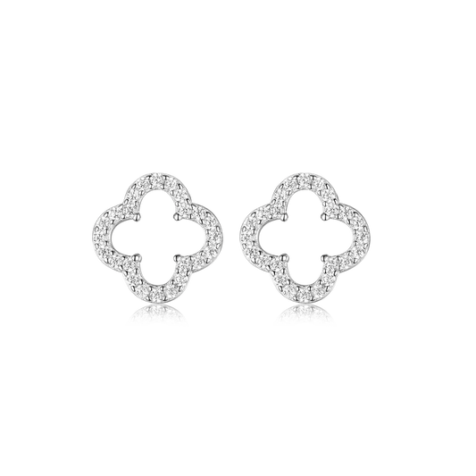 Stud earrings Clover with cubic zirconia