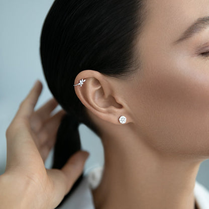 Stud earrings with a scattering of cubic zirconia