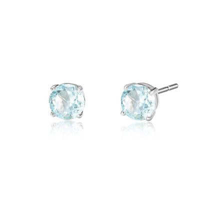 Earstuds Round Blue CZ