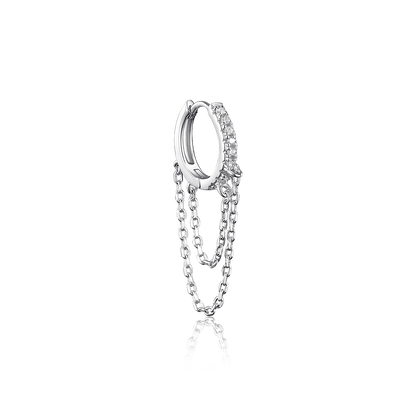 Haggis earring 11 mm with cubic zirconia and chains
