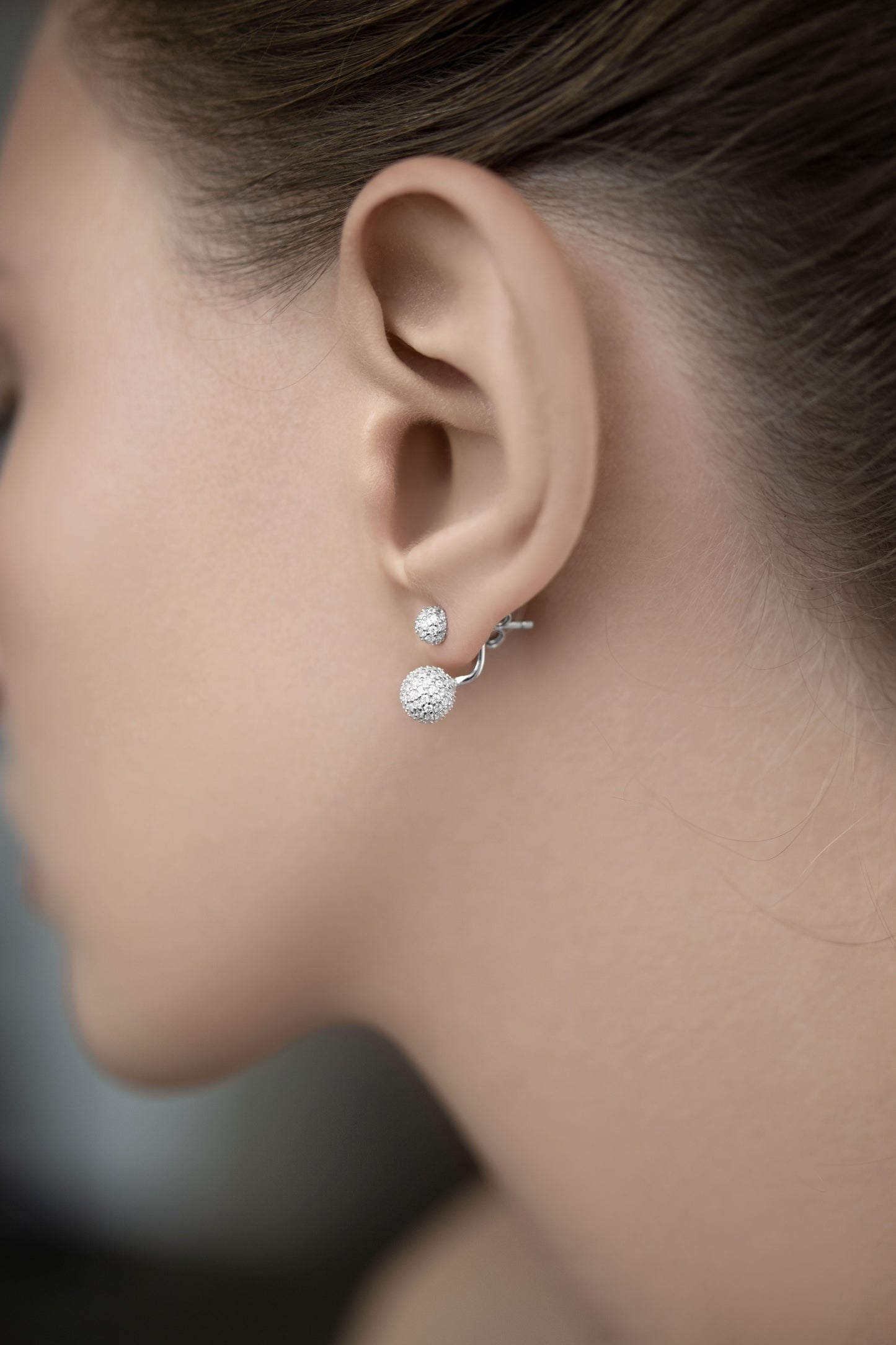 Sphere Jacket Earrings with Stones