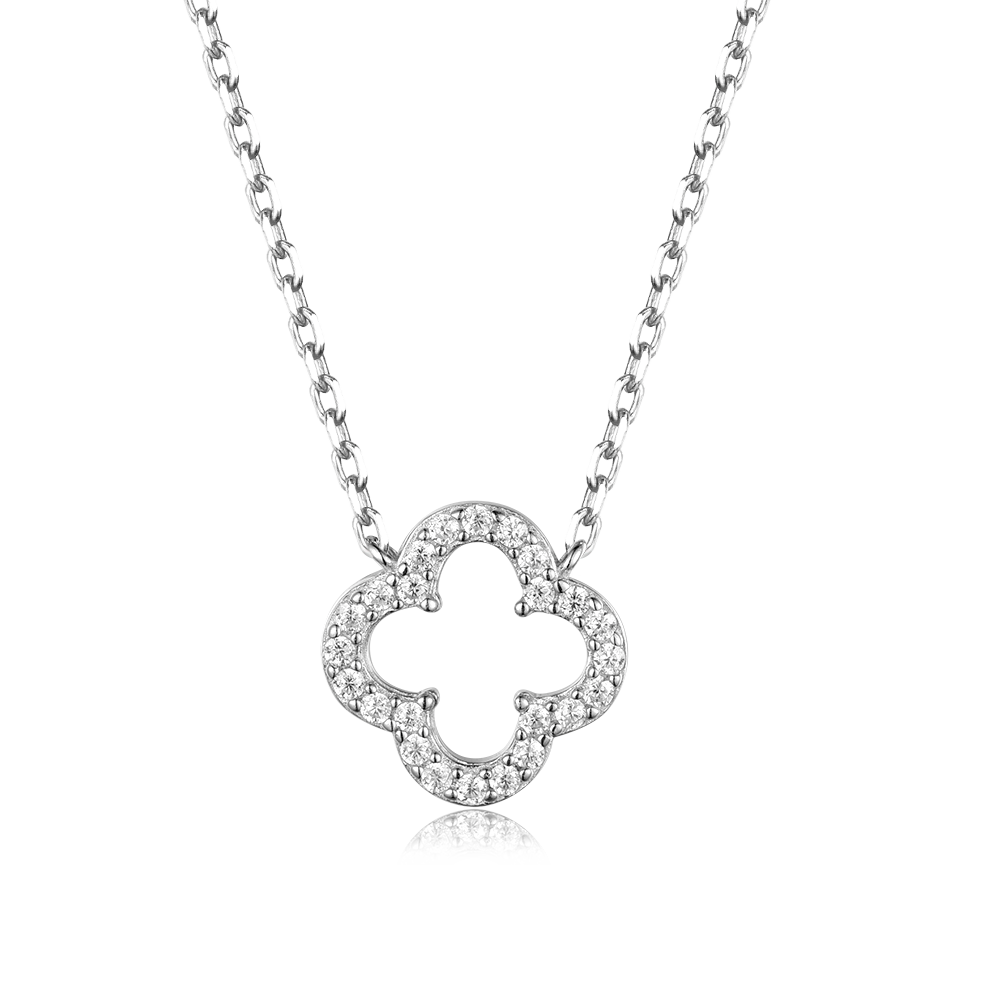 Necklace "Clover" with cubic zirconia