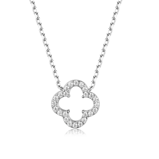 Necklace "Clover" with cubic zirconia