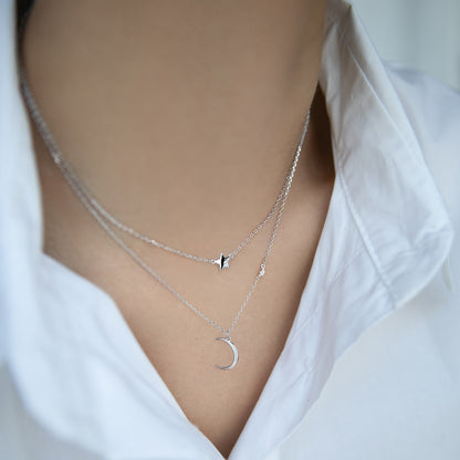 Double necklace Crescent without stones