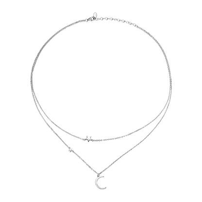 Double necklace Crescent without stones