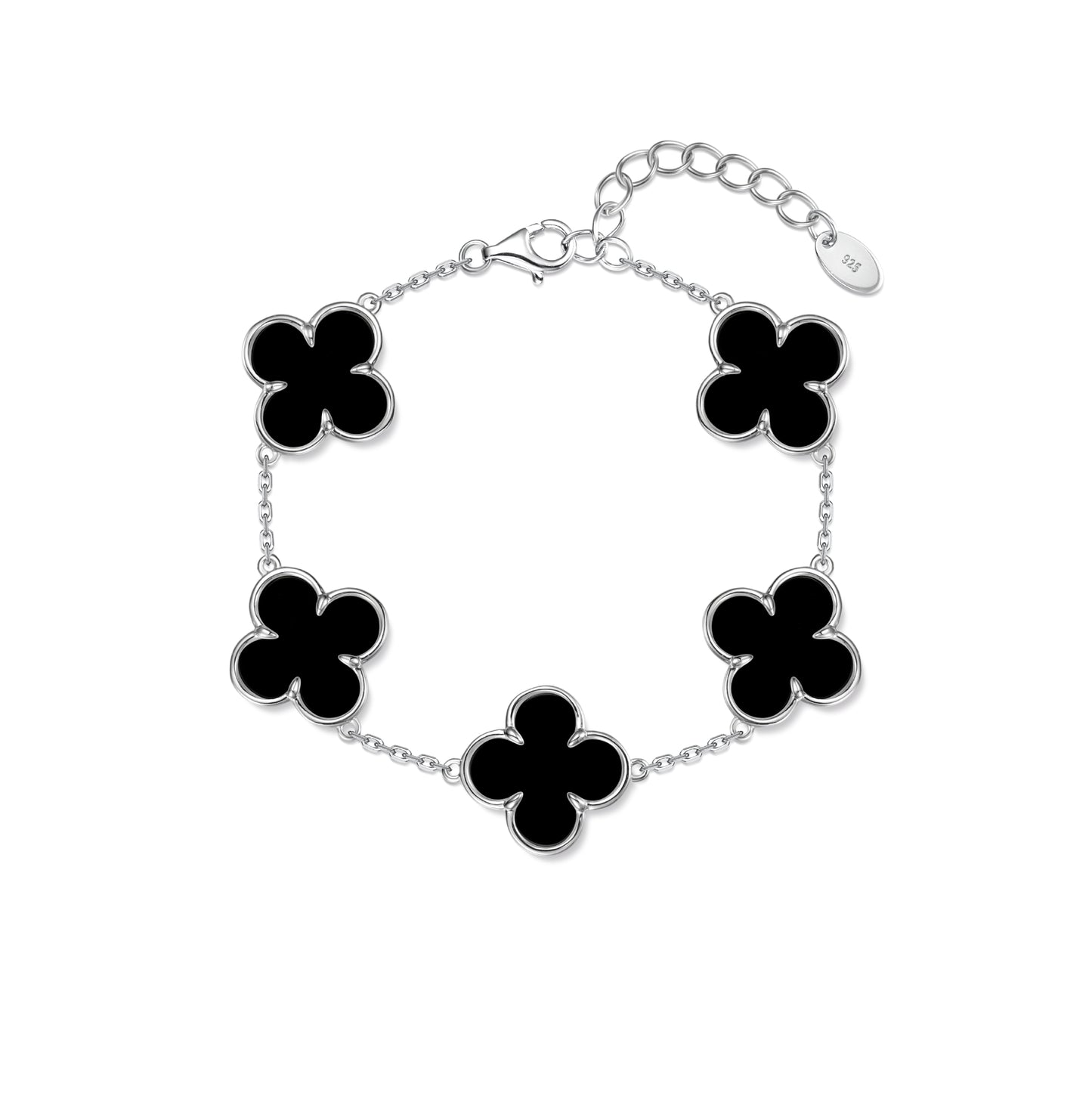 Bracelet with Onyx Clovers