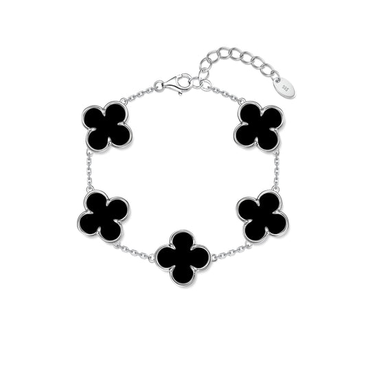 Bracelet with Onyx Clovers