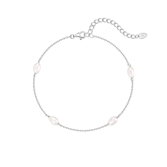 "Grain" Ankle Bracelet with Oval Pearl