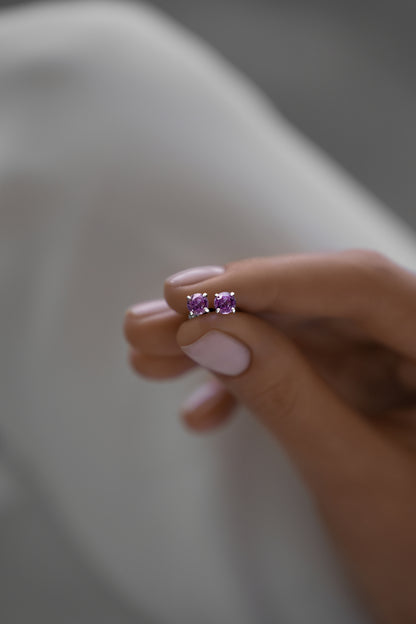 Earstuds natural amethyst 5 mm