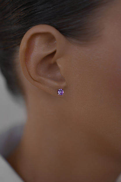 Earstuds natural amethyst 5 mm