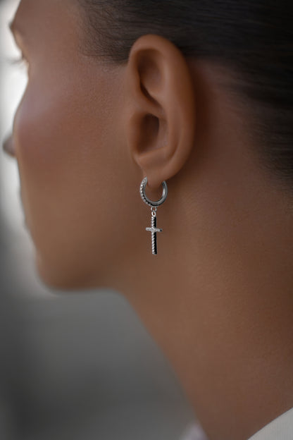 Earrings Crosses on huggies lock