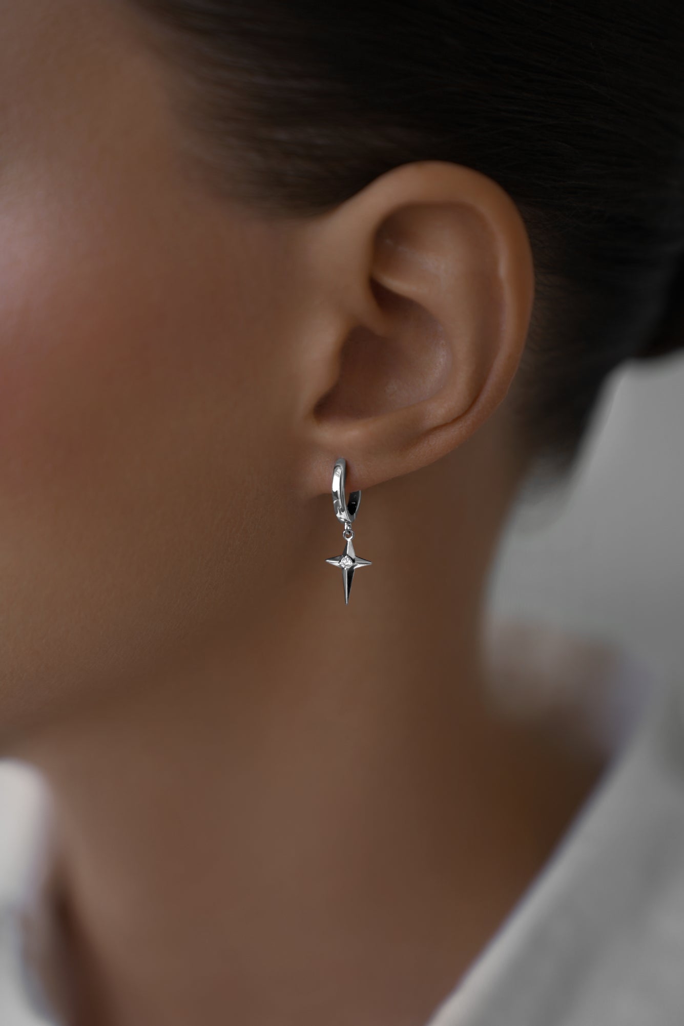 Earrings Polar star on huggies lock