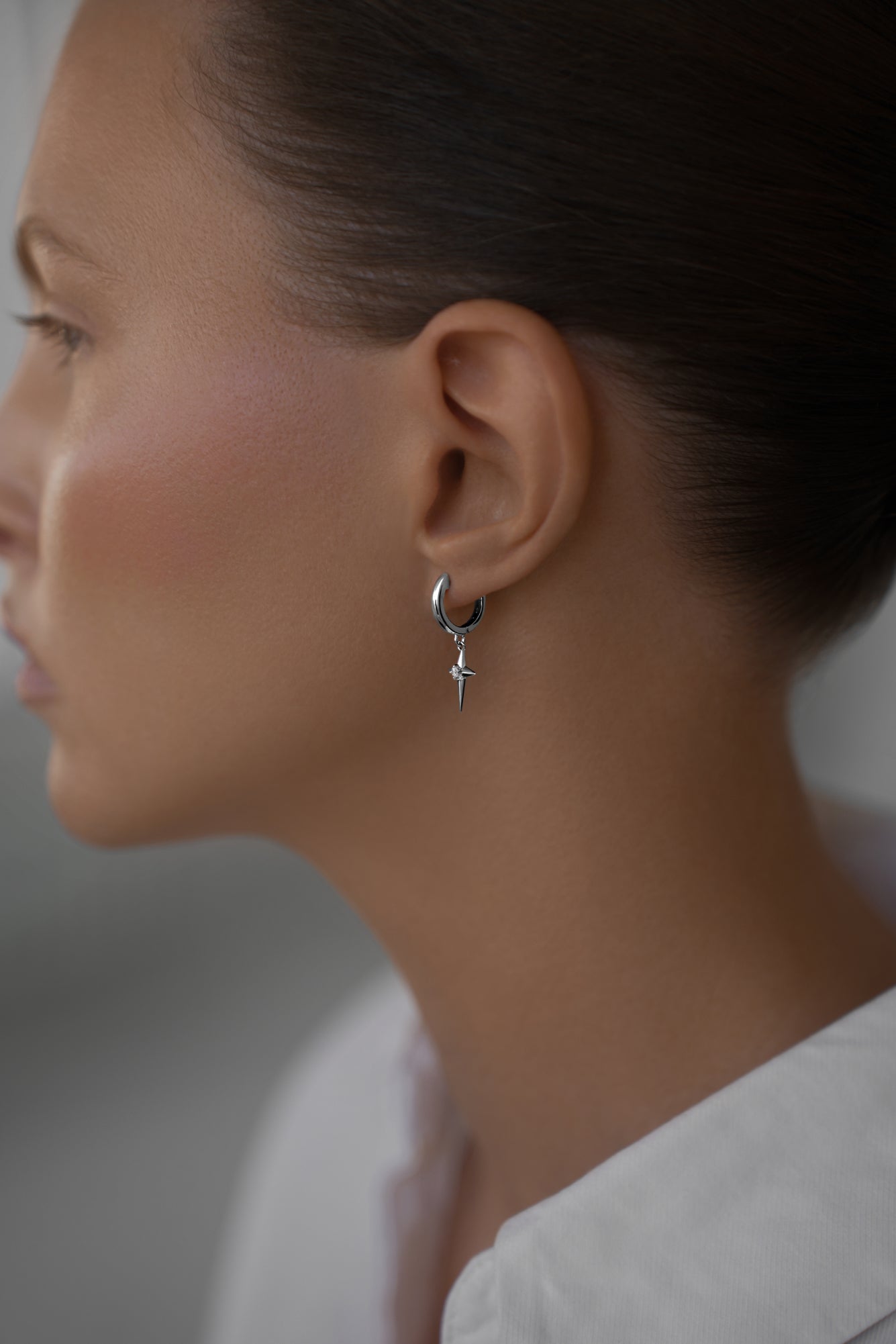 Earrings Polar star on huggies lock