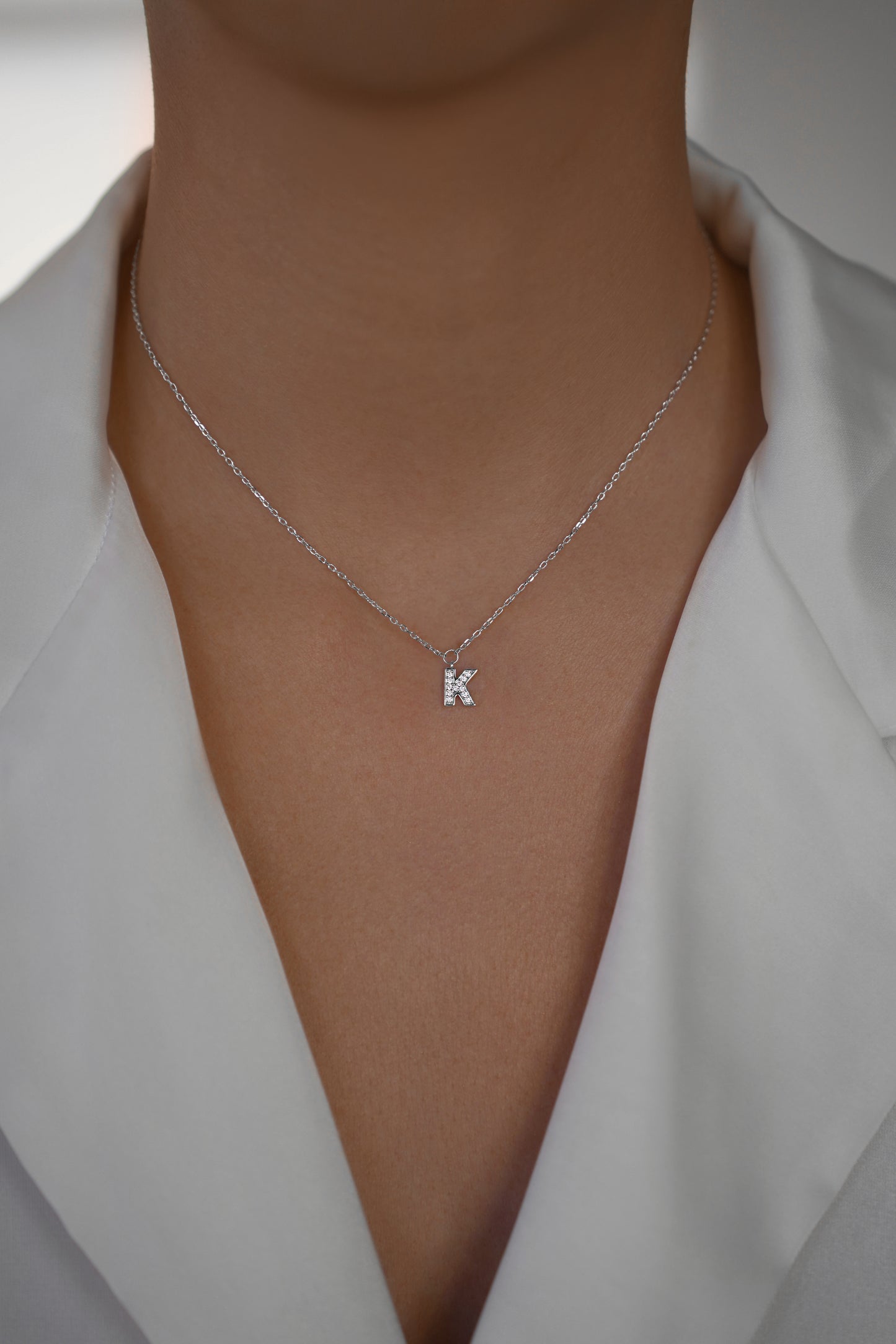 Necklace with letter K 40 cm