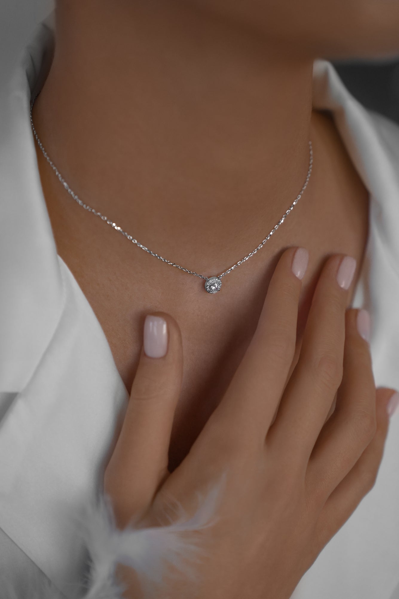 Necklace Pavé Solitaire