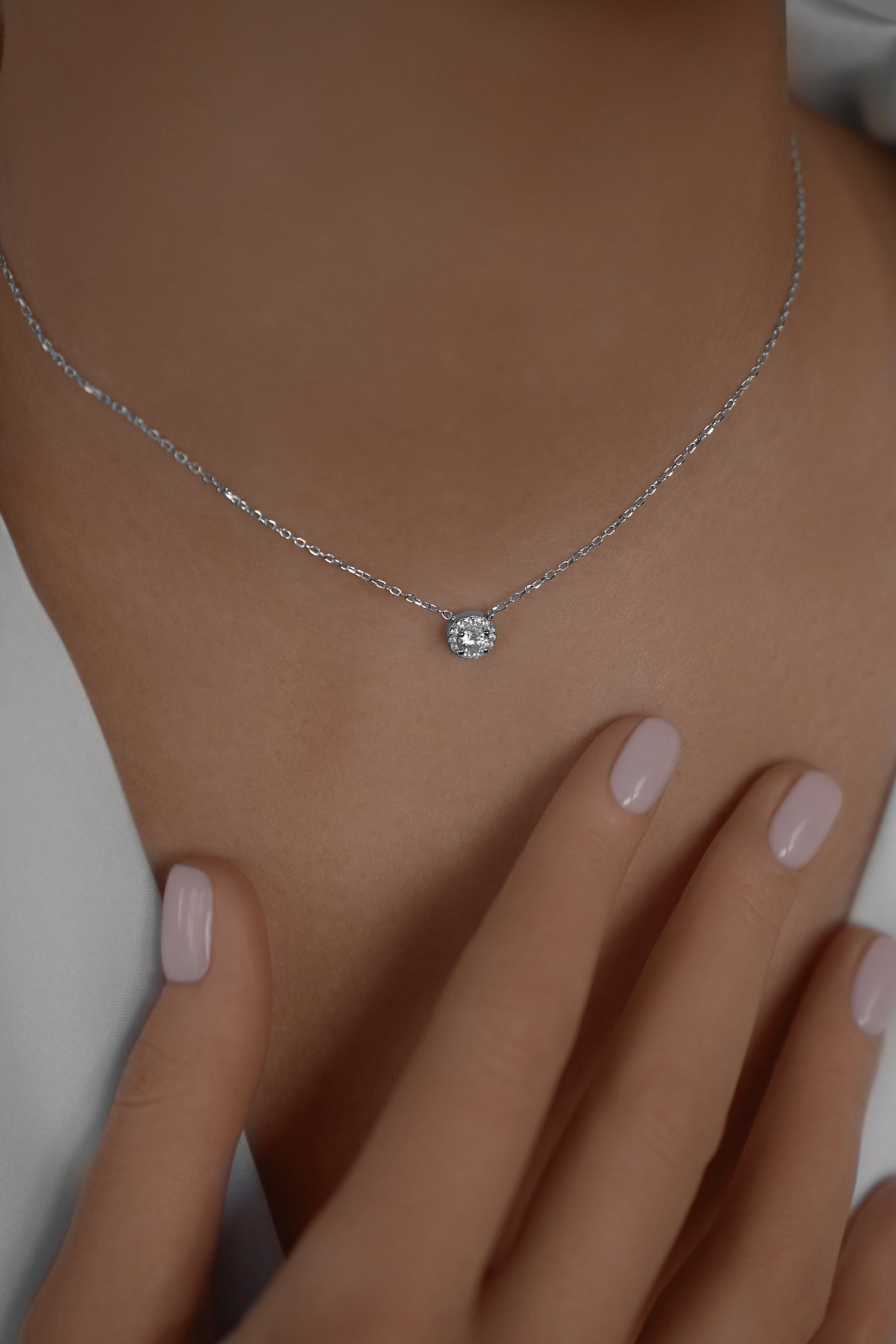 Necklace Pavé Solitaire