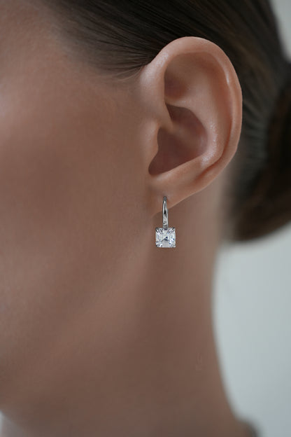 Princess Cut Entry Lock Earrings