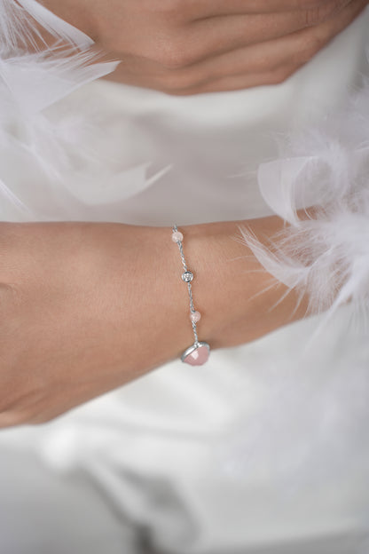 Pink quartz heart bracelet