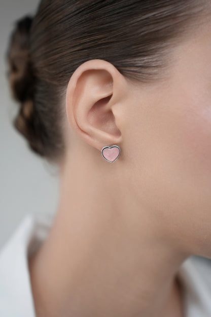 Pink quartz earstuds