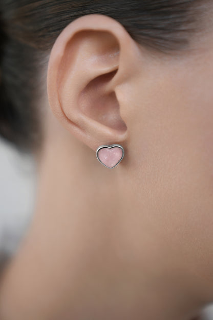 Pink quartz earstuds