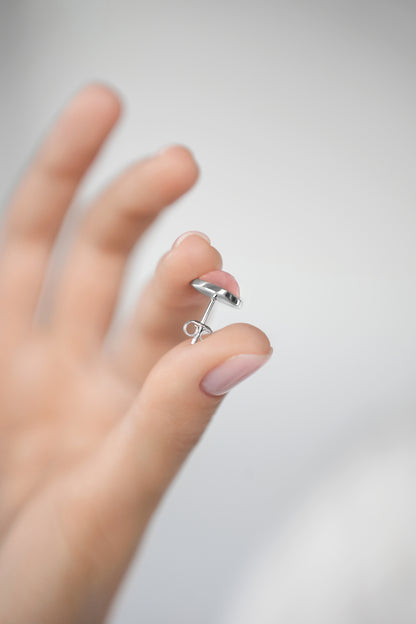 Pink quartz earstuds