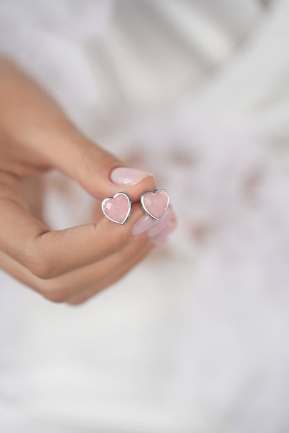 Pink quartz earstuds