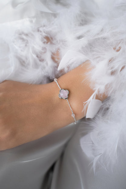 Bracelet Pink quartz Clover