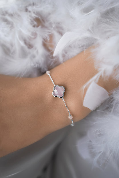 Bracelet Pink quartz Clover