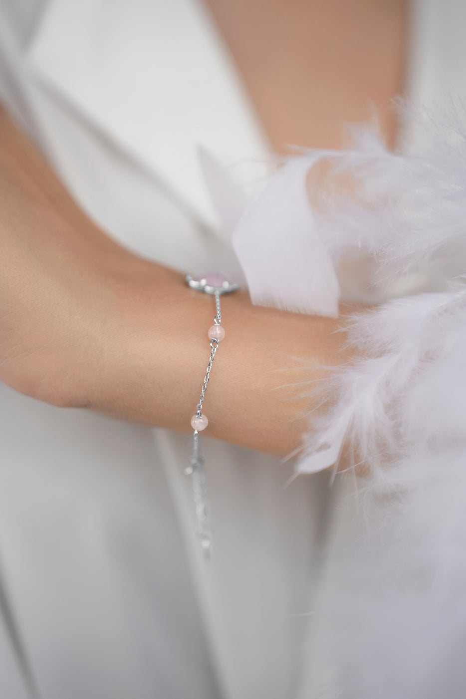 Bracelet Pink quartz Clover