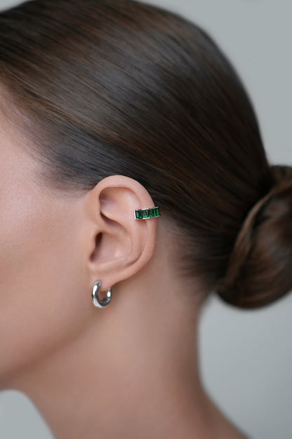 Cuff with emerald baguettes