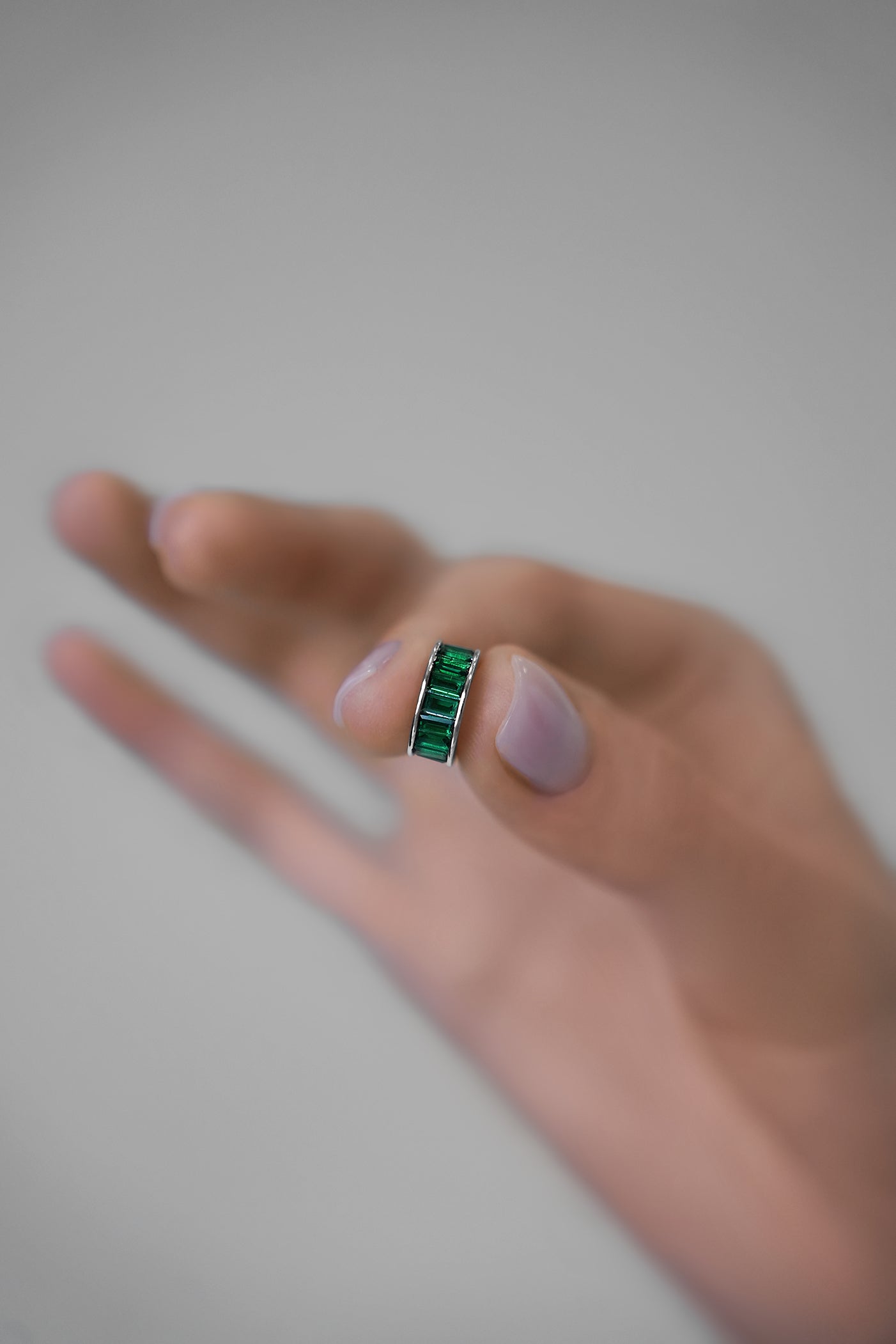 Cuff with emerald baguettes