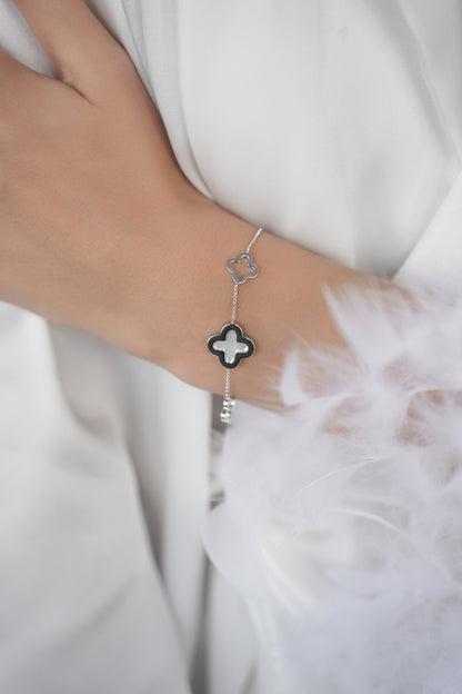 Bracelet 3 clovers with white MOP