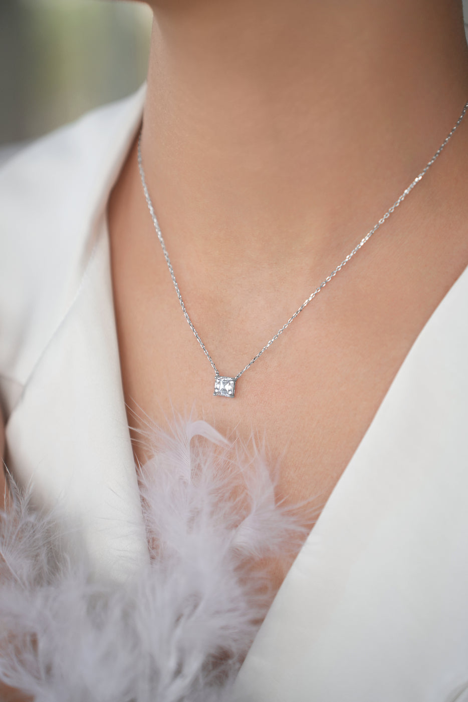 Necklace Princess cut CZ