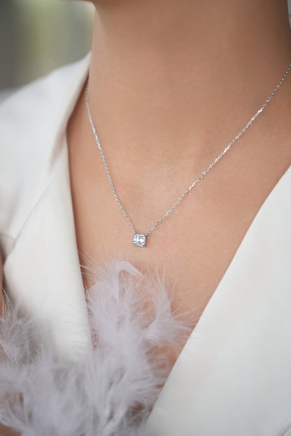 Necklace Princess cut CZ