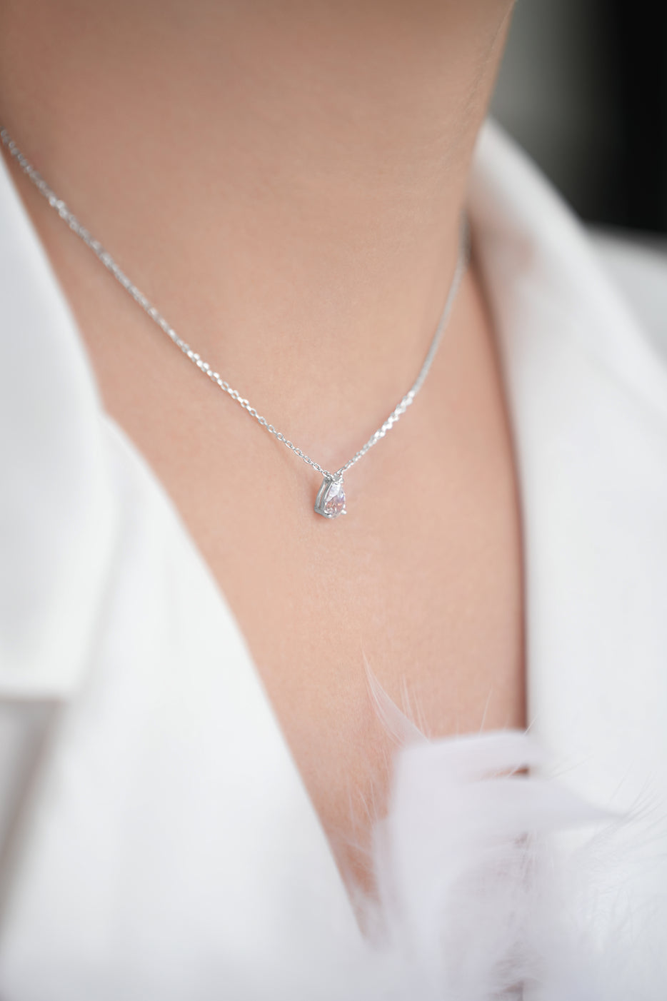 Necklace Pear cut CZ