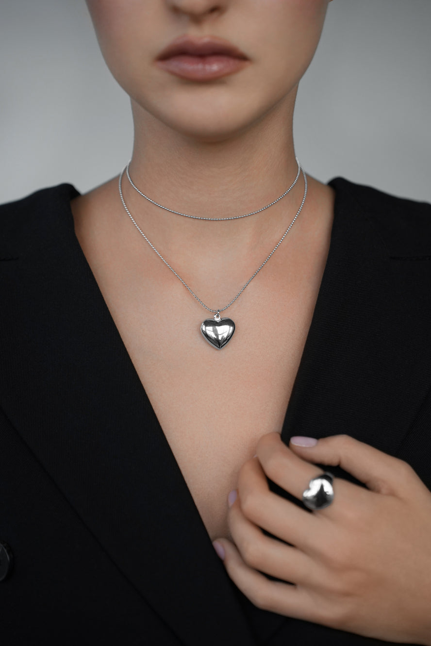 Necklace Buble heart 70 cm