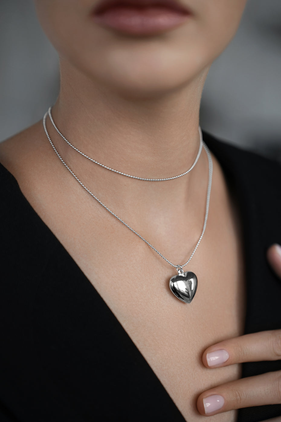 Necklace Buble heart 70 cm