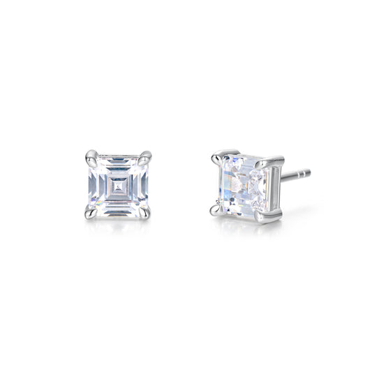 Princess Cut Cubic Zircon Stud Earrings