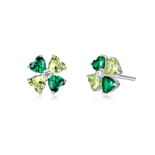 Earstuds Lucky with green stones